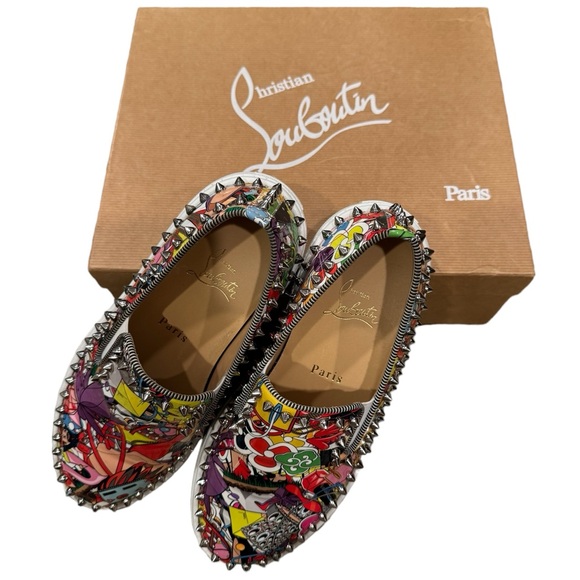 Limited Edition Christian Louboutin Super Pik Boat Graffiti Spike Skaters Flats - Picture 11 of 11